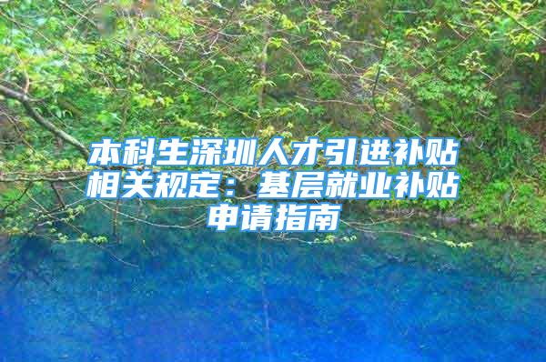 本科生深圳人才引进补贴相关规定：基层就业补贴申请指南