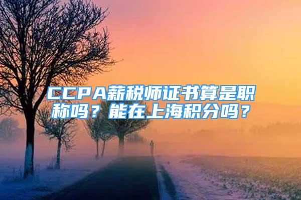 CCPA薪税师证书算是职称吗？能在上海积分吗？