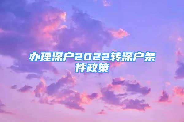 办理深户2022转深户条件政策