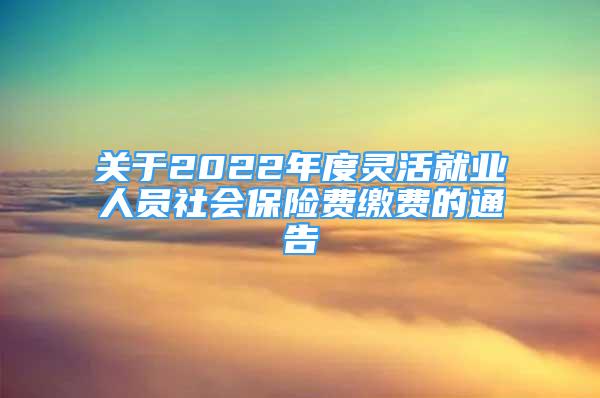 关于2022年度灵活就业人员社会保险费缴费的通告