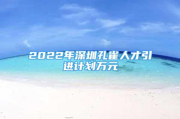 2022年深圳孔雀人才引进计划万元