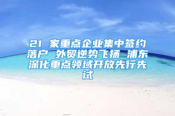 21 家重点企业集中签约落户 外贸逆势飞扬 浦东深化重点领域开放先行先试