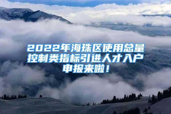 2022年海珠区使用总量控制类指标引进人才入户申报来啦！