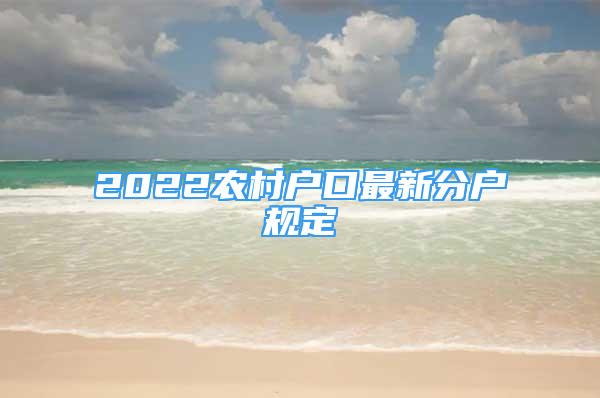 2022农村户口最新分户规定