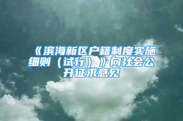 《滨海新区户籍制度实施细则（试行）》向社会公开征求意见