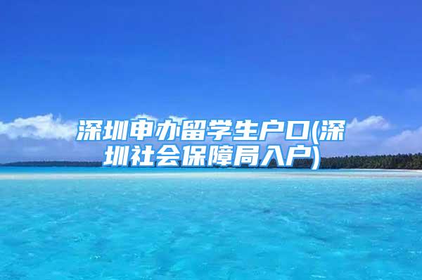 深圳申办留学生户口(深圳社会保障局入户)