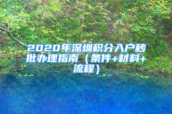 2020年深圳积分入户秒批办理指南（条件+材料+流程）