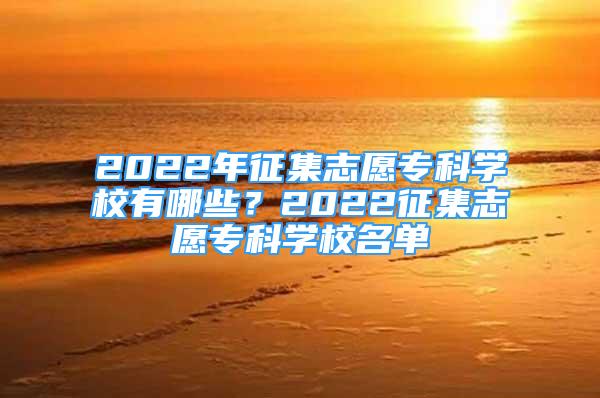 2022年征集志愿专科学校有哪些？2022征集志愿专科学校名单