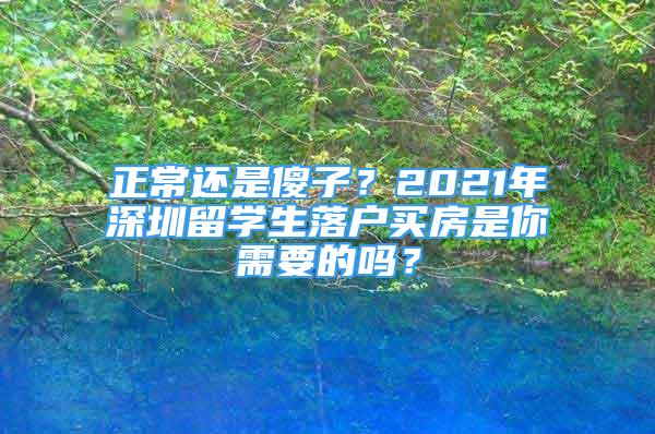 正常还是傻子？2021年深圳留学生落户买房是你需要的吗？