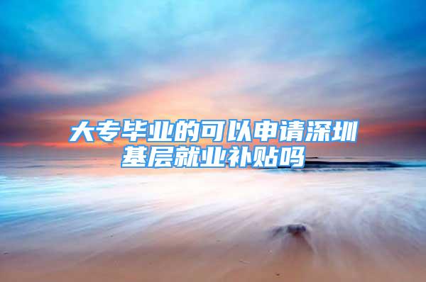 大专毕业的可以申请深圳基层就业补贴吗