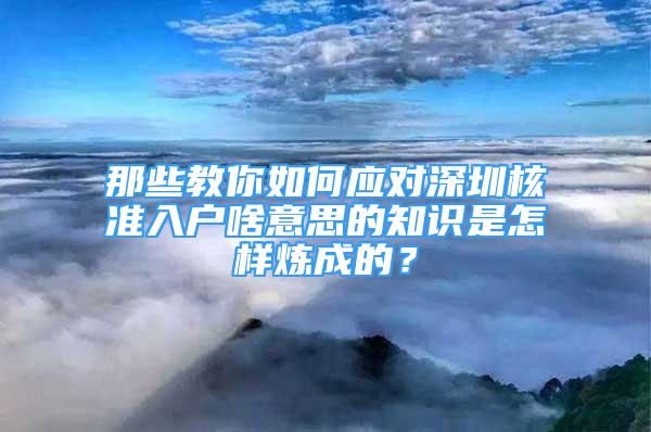 那些教你如何应对深圳核准入户啥意思的知识是怎样炼成的？