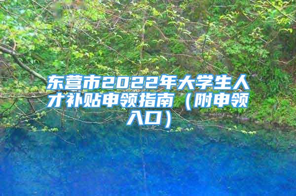 东营市2022年大学生人才补贴申领指南（附申领入口）