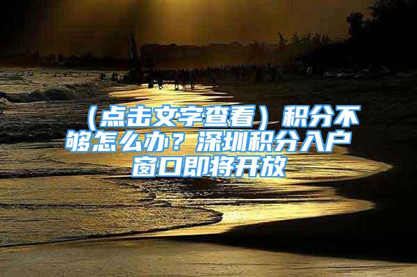 （点击文字查看）积分不够怎么办？深圳积分入户窗口即将开放