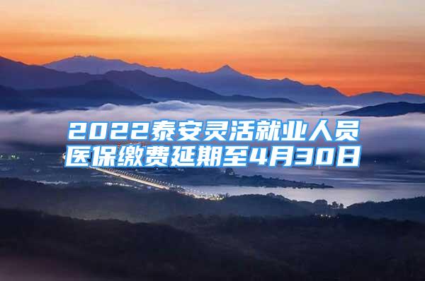 2022泰安灵活就业人员医保缴费延期至4月30日