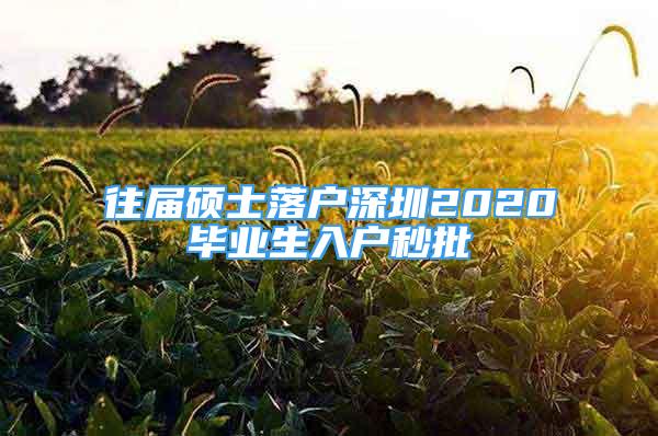 往届硕士落户深圳2020毕业生入户秒批