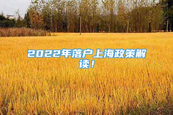 2022年落户上海政策解读！