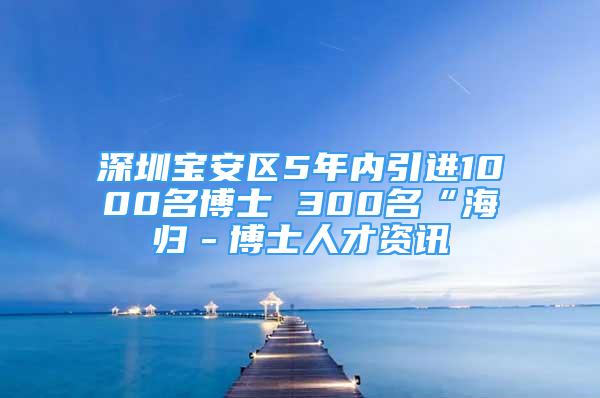 深圳宝安区5年内引进1000名博士 300名“海归－博士人才资讯