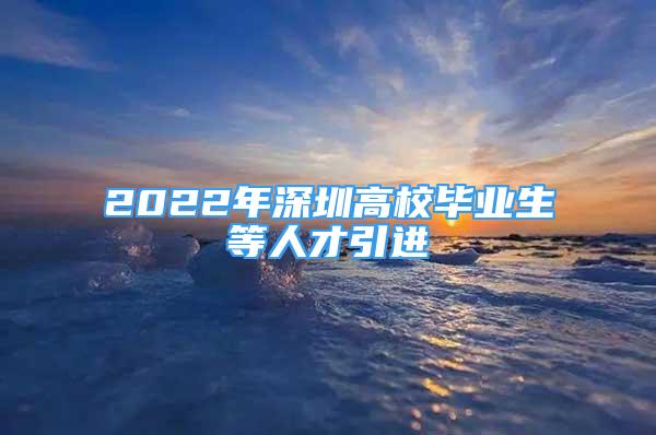 2022年深圳高校毕业生等人才引进