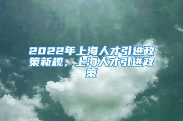 2022年上海人才引进政策新规，上海人才引进政策