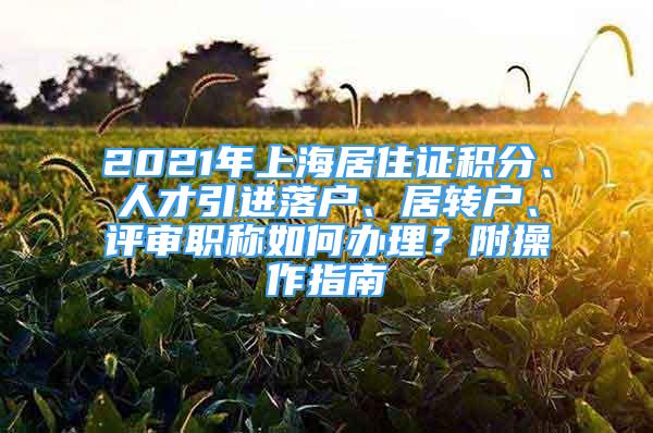 2021年上海居住证积分、人才引进落户、居转户、评审职称如何办理？附操作指南