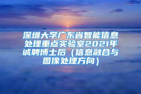 深圳大学广东省智能信息处理重点实验室2021年诚聘博士后（信息融合与图像处理方向）