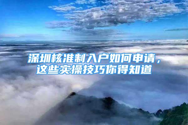 深圳核准制入户如何申请，这些实操技巧你得知道