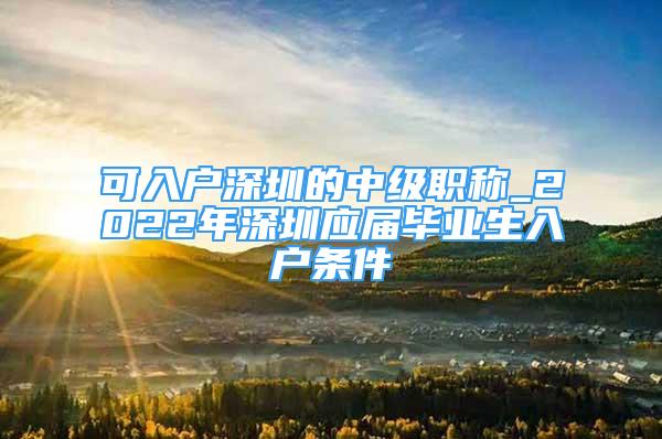 可入户深圳的中级职称_2022年深圳应届毕业生入户条件