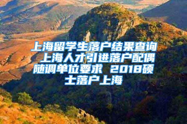 上海留学生落户结果查询 上海人才引进落户配偶随调单位要求 2018硕士落户上海