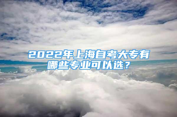 2022年上海自考大专有哪些专业可以选？