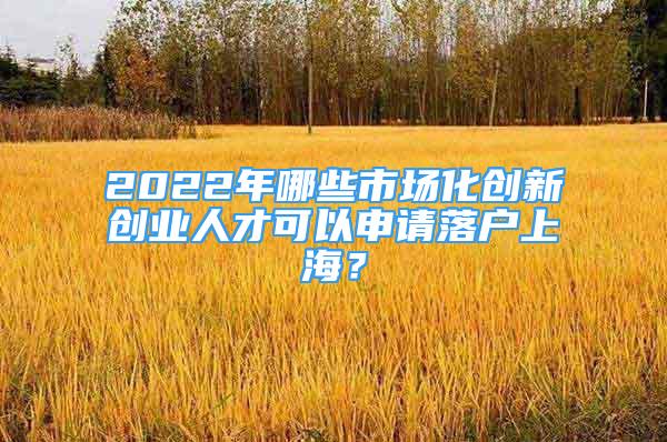 2022年哪些市场化创新创业人才可以申请落户上海？