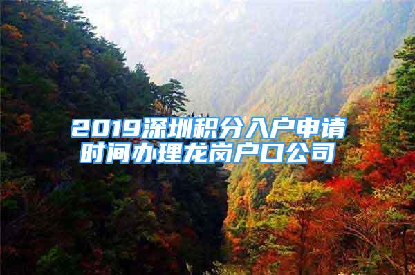 2019深圳积分入户申请时间办理龙岗户口公司