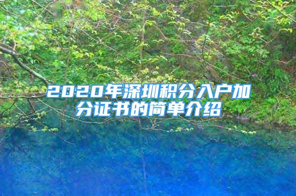 2020年深圳积分入户加分证书的简单介绍