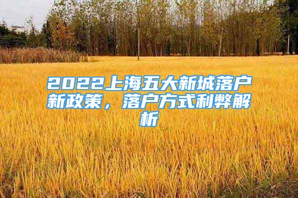 2022上海五大新城落户新政策，落户方式利弊解析