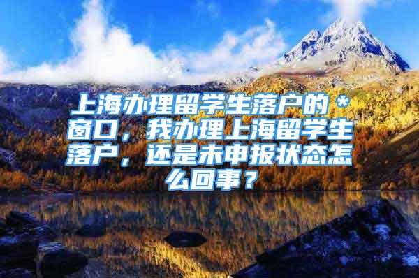 上海办理留学生落户的＊窗口，我办理上海留学生落户，还是未申报状态怎么回事？