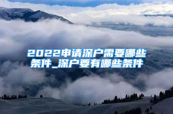 2022申请深户需要哪些条件_深户要有哪些条件