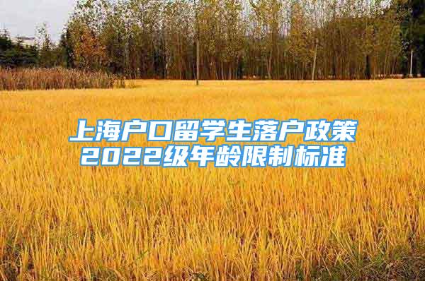 上海户口留学生落户政策2022级年龄限制标准