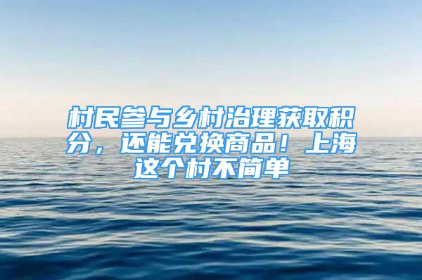 村民参与乡村治理获取积分，还能兑换商品！上海这个村不简单