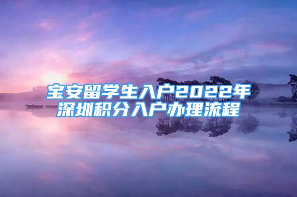 宝安留学生入户2022年深圳积分入户办理流程