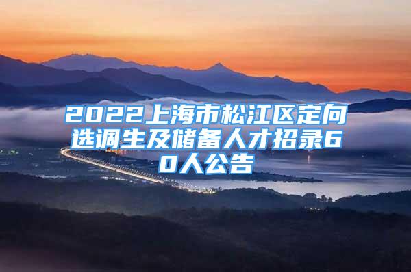 2022上海市松江区定向选调生及储备人才招录60人公告