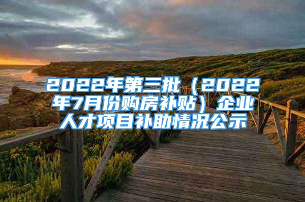 2022年第三批（2022年7月份购房补贴）企业人才项目补助情况公示