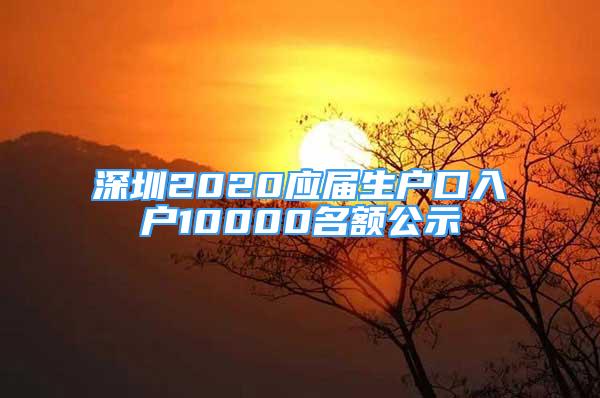 深圳2020应届生户口入户10000名额公示