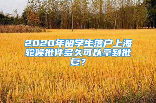 2020年留学生落户上海轮候批件多久可以拿到批复？