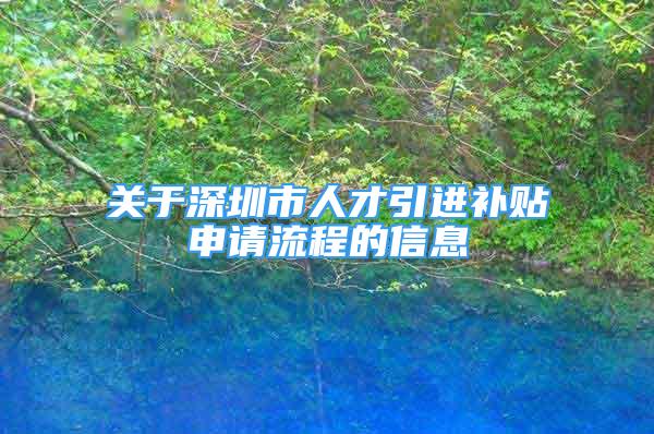 关于深圳市人才引进补贴申请流程的信息