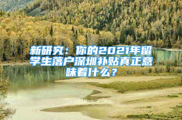 新研究：你的2021年留学生落户深圳补贴真正意味着什么？