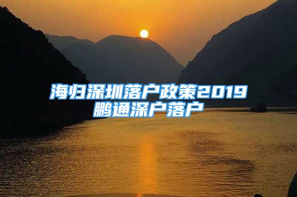 海归深圳落户政策2019鹏通深户落户