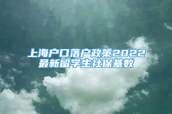 上海户口落户政策2022最新留学生社保基数