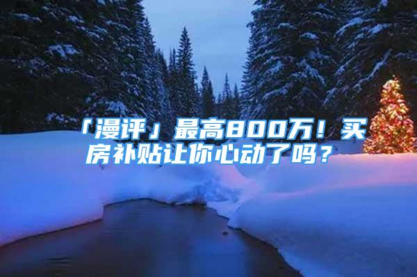 「漫评」最高800万！买房补贴让你心动了吗？