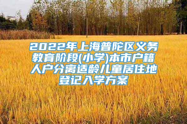 2022年上海普陀区义务教育阶段(小学)本市户籍人户分离适龄儿童居住地登记入学方案