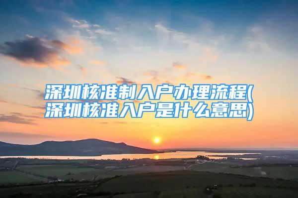 深圳核准制入户办理流程(深圳核准入户是什么意思)