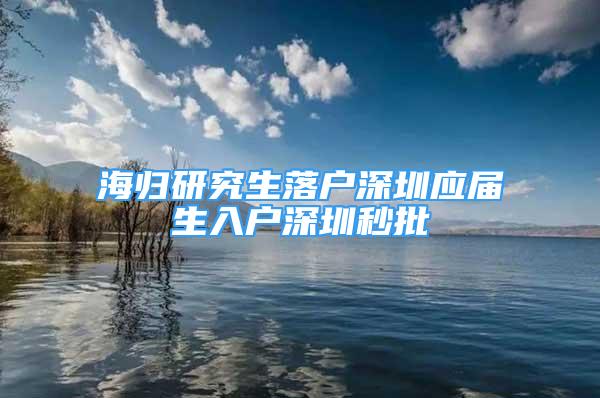 海归研究生落户深圳应届生入户深圳秒批